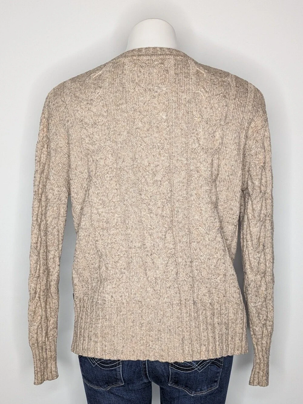 Banana Republic Tan Cable Knit Crew Neck Sweater M